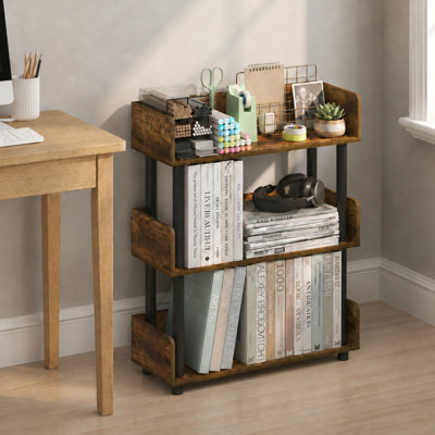  TURN-N-TUBE Book Shelf, 3-Tier Bookshelf, Bookcases, Storage Shelves with Rounded Corner Top Edges, 9.2 x 23.6 x 29.6, for Organization and Storage, Living Room, Home Office, Amber Pine