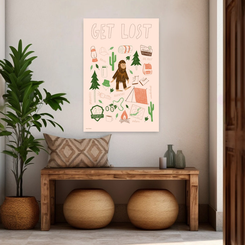 Get Lost Whimsical Abstract Contemporary Forest Nature Wall Art, 48" H x 32" W
