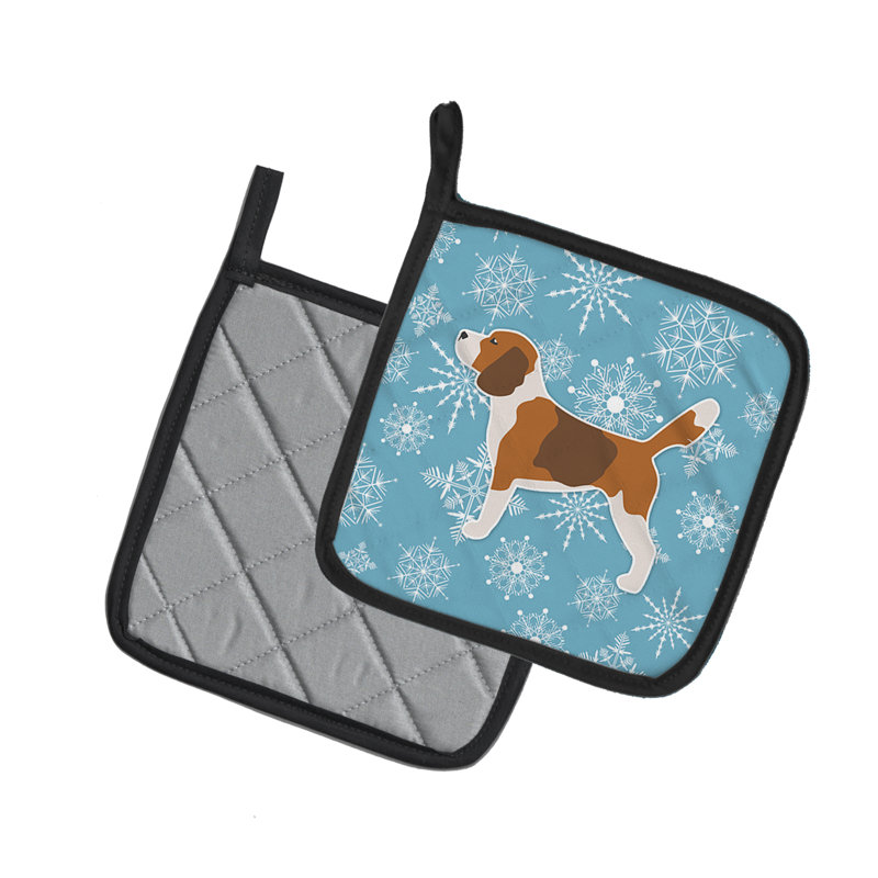 Cuisinier poignée beagle en flocons d’hiver east urban home