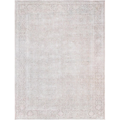 Vintage One-of-a-Kind 9' X 12'2" 1940s Wool Area Rug in Light Gray