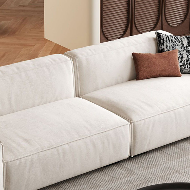 Canapé modulaire en polyester blanc crème, 3, H 28,74 po x l 94,49 po x P 38,58 po, Blanc crémeux