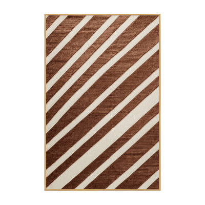  Tapis ivoire lavable rayé en cuivre