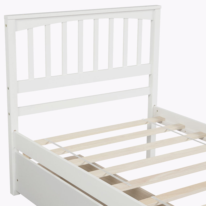 Santa Monica Twin size Platform Bed with Two Drawers, White