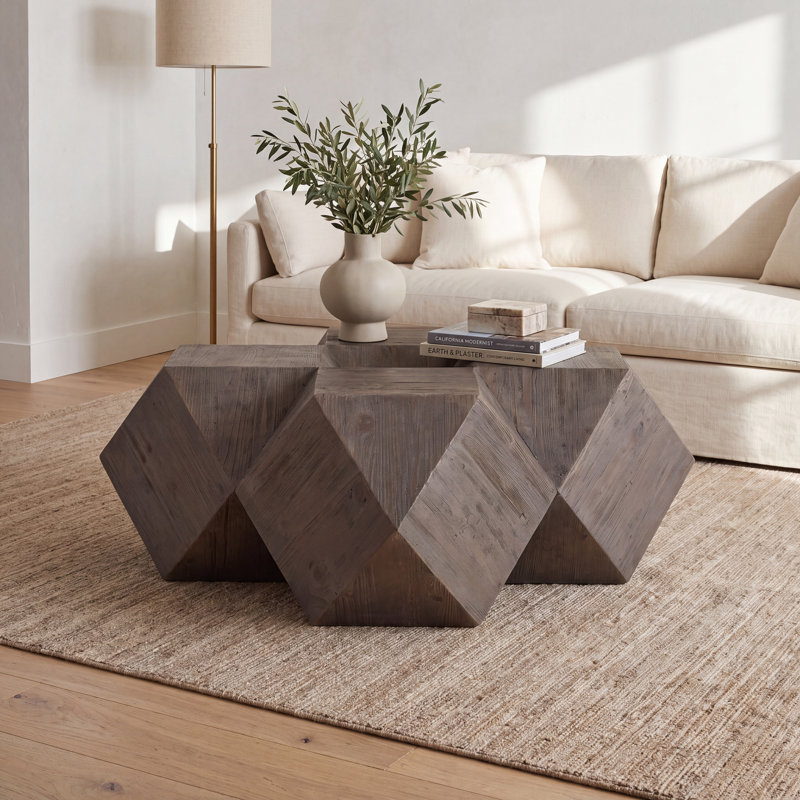 Wyndmere Barry Solid Wood Block Coffee Table, Dark Brown