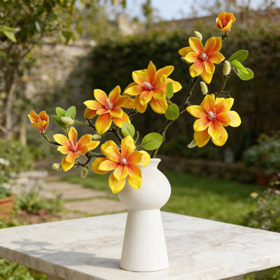 Ensemble de 2 branches artificielles de magnolia de 15,74 po de long à vapeur de luxe, décorations de mariage chinoises, A4
