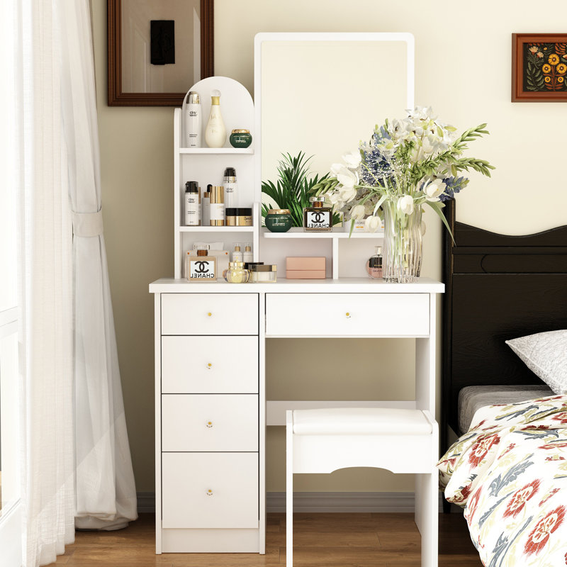 Ensemble de coiffeuse avec tabouret et miroir