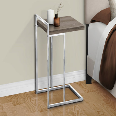 Modern Accent Table, Taupe Laminate Surface, Metal Legs, For Bedroom & Living Room, 16 In L X 18.48 W 26.5 H Table And - , Stable