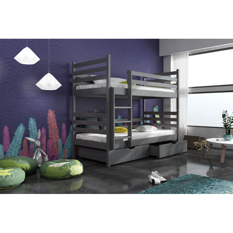 Landis Single (3') Standard Bunk Bed and Mattress, Graphite