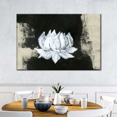 Lotus noir et blanc, impression sur toile à motif floral