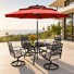 Ensemble de salle à manger de patio pour 4 personnes en acier avec parasol