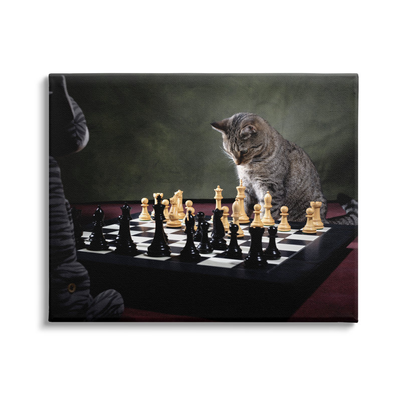 " Cats Playing Chess " by Jonathan Casey, 16" H x 20" W x 1.5" D