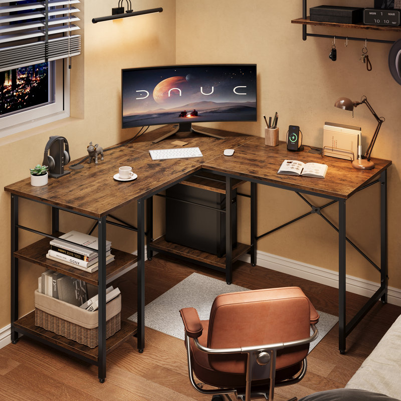 L-Shape Computer Desk, Rustic Brown