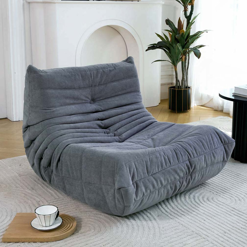 Fauteuil à billes rembourré, Gris uni