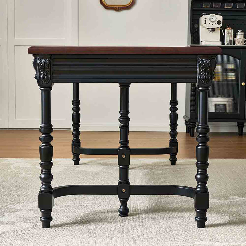 French Vintage Solid Wood Dining Table, 30.71"H x 78.74"L x 35.43"W