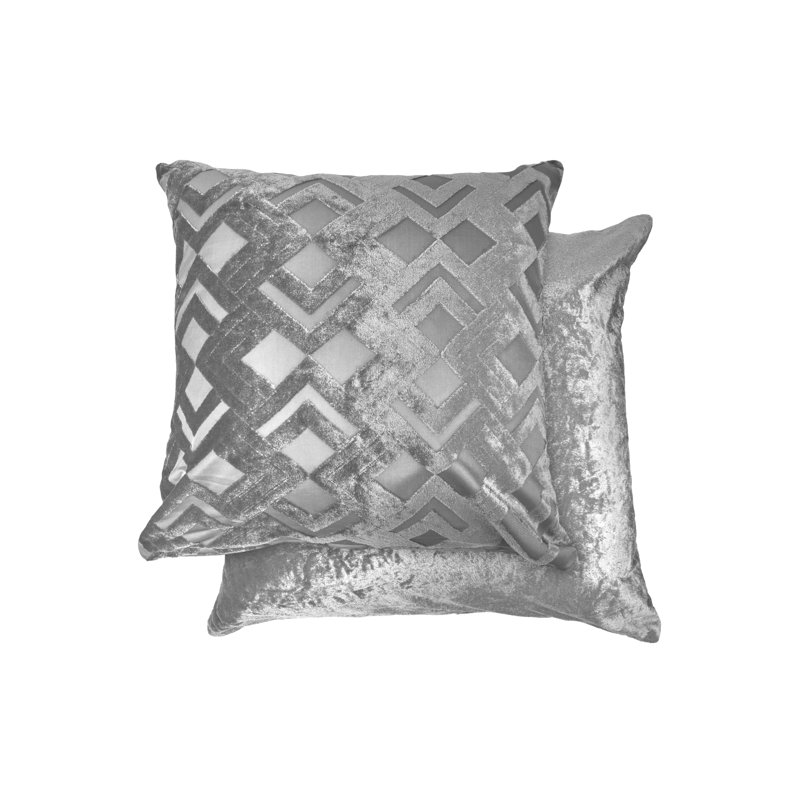 Adilynn Geometric Square Cushion Cover, Silver