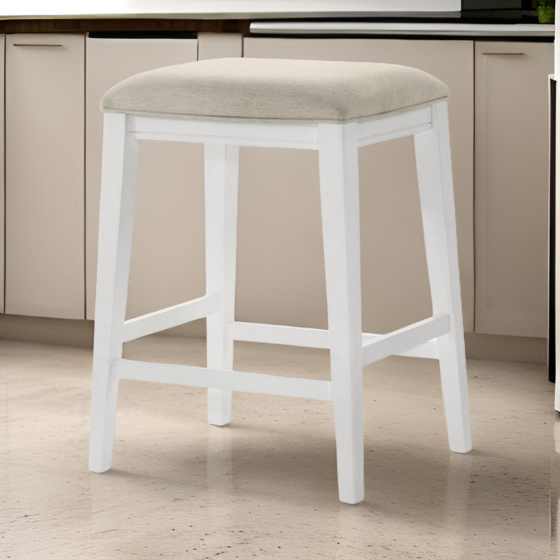 Chandley 25.5'' Counter Height Stool with Upholstered Seat, White