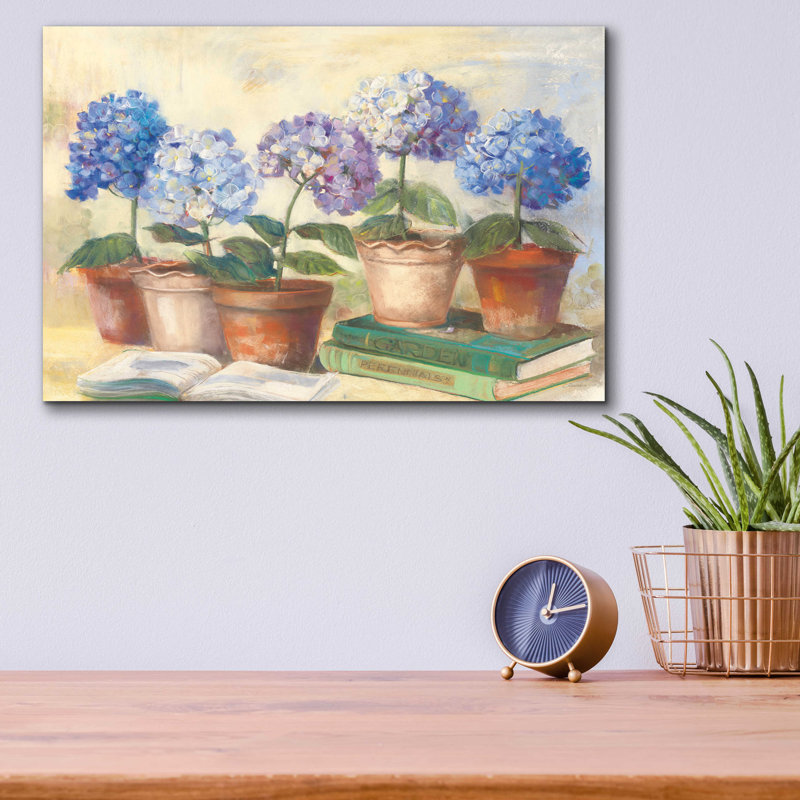 «Gardeners Hydrangeas» par Carol Rowan, H 12 po x l 16 po x P 0,13 po