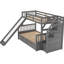 Lit superposé simple au-dessus de double gris avec caractéristiques multifonctionnelles - Comprend des tiroirs et un tiroir de rangement à finition lisse. Conception sécuritaire. Mobilier de chambre pratique peu encombrant. Buffer Slide