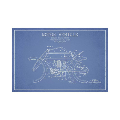 Edward Y. White Motor Vehicle Patent Sketch (Light Blue) by Aged Pixel - Wrapped Canvas Print