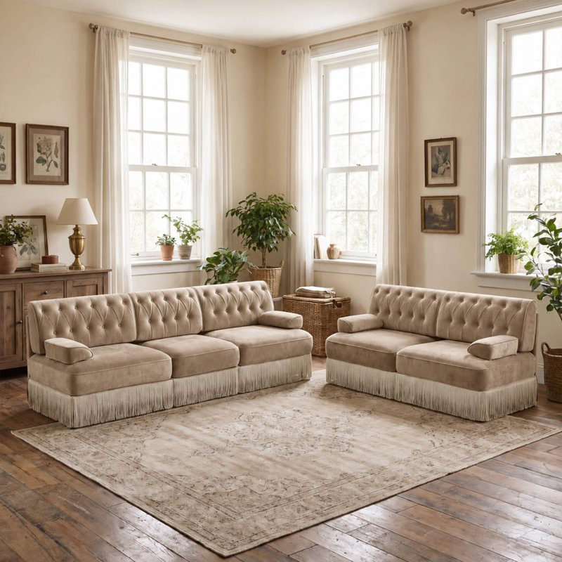 Ensemble de canapé Chesterfield 2 pièces (camel)