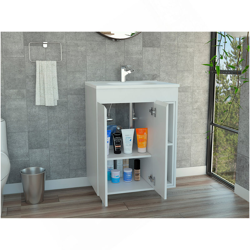 White 2-Shelf Rectangle Freestanding Vanity Cabinet