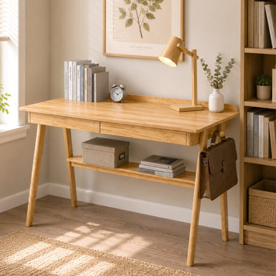 Arolkin Solid Wood Writing Desk with Drawers Storage Shelf and Side Hooks