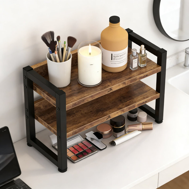 Étagère de rangement à 3 niveaux pour comptoir, grande étagère à épices avec cadre en métal pour garde-manger, bar à café, salle de bain et bureau