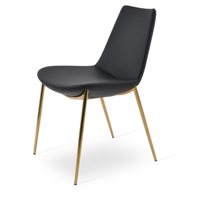 Eiffel 17'' H Upholstered Metal Side Chair, Chrome, Bronze Gray PPM
