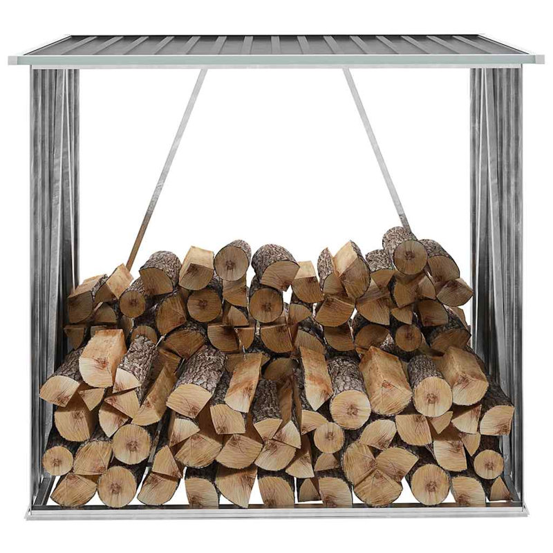 Abri de rangement pour bûches de jardin en acier galvanisé gris WALPLUS 163 x 83 x 154 cm