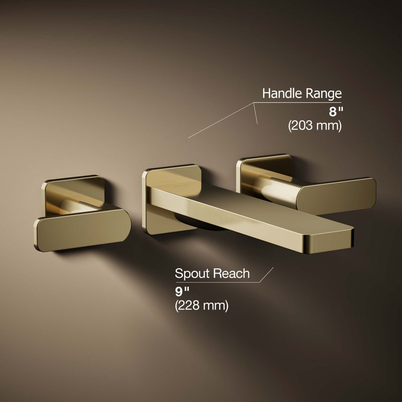 Parallel Wall Mount Bath Filler Trim, Vibrant French Gold