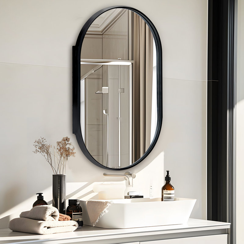 Rosser 21'' W 34'' H Recessed Medicine Cabinet, Matte Black