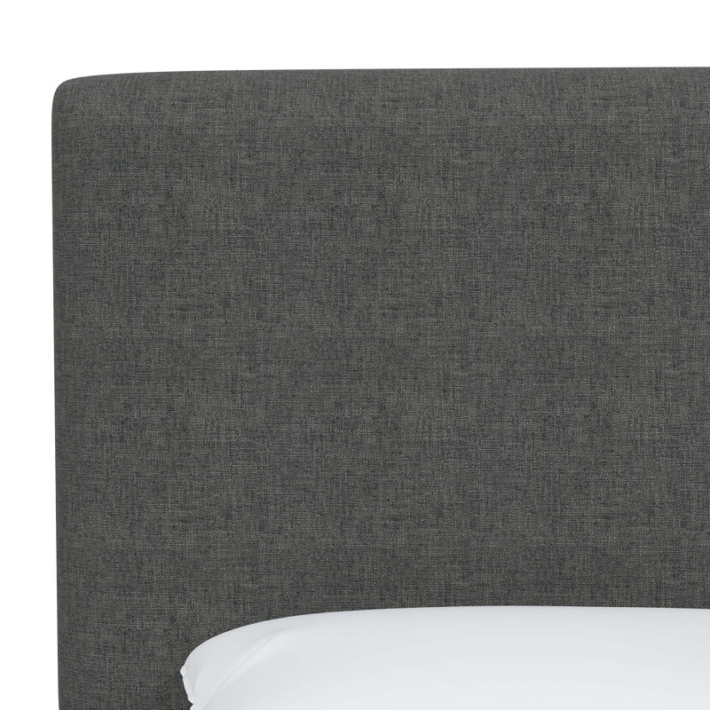 Simental Upholstered Bed, Twin, Zuma Charcoal Textured Linen