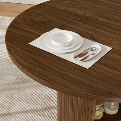 Table de cuisine ronde en bois avec armoire de rangement