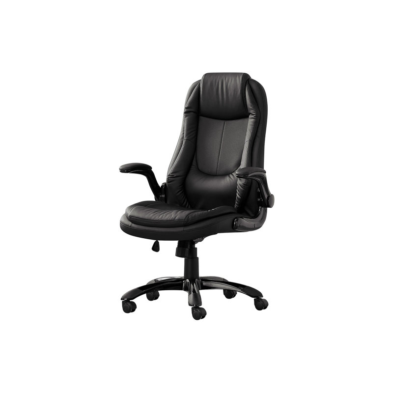Office Chair, Adjustable Height, Swivel, Ergonomic, Armrests, Computer Desk, Work, Black Leather Look, Black Metal, Contemporary, Modern