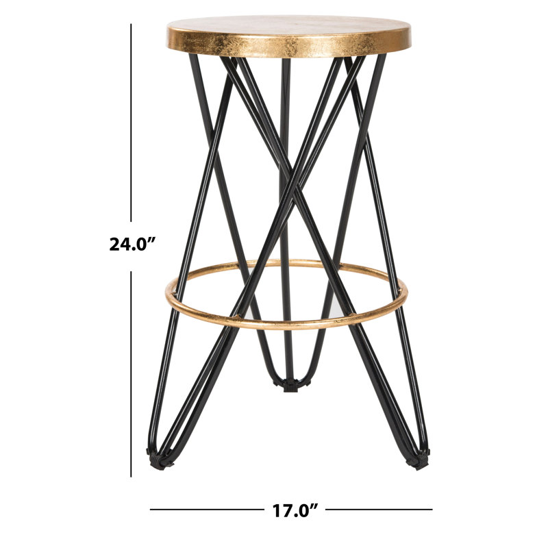 Lulabelle Counter Stool with Metal Frame, Black, Counter Stool (24" Seat Height)