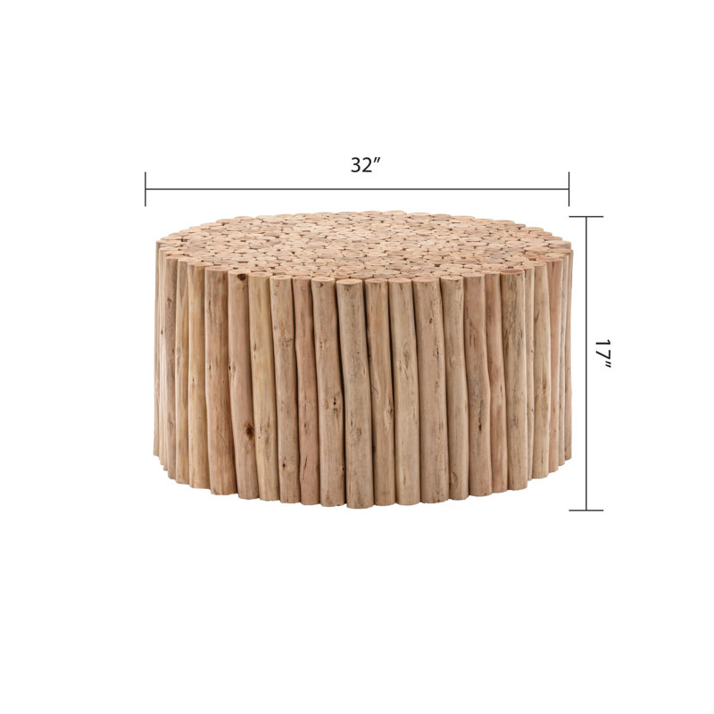 Table basse moderne de rangement ouverte en bois naturel, de style contemporain, 81 cm de large, idéale pour la décoration.