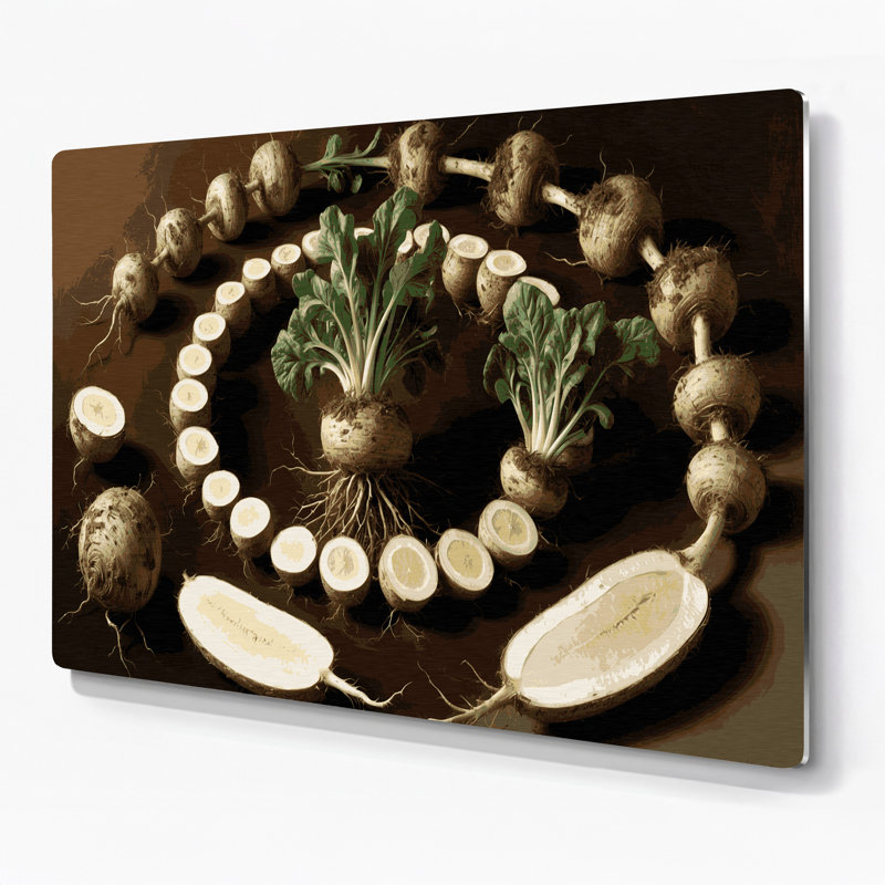 Art mural en métal brun légumes légumes, H 11 po x l 14 po