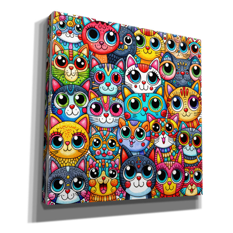  «Glaring Cats 2» par Rey Klimt, art mural sur toile, 37 po x 37 po