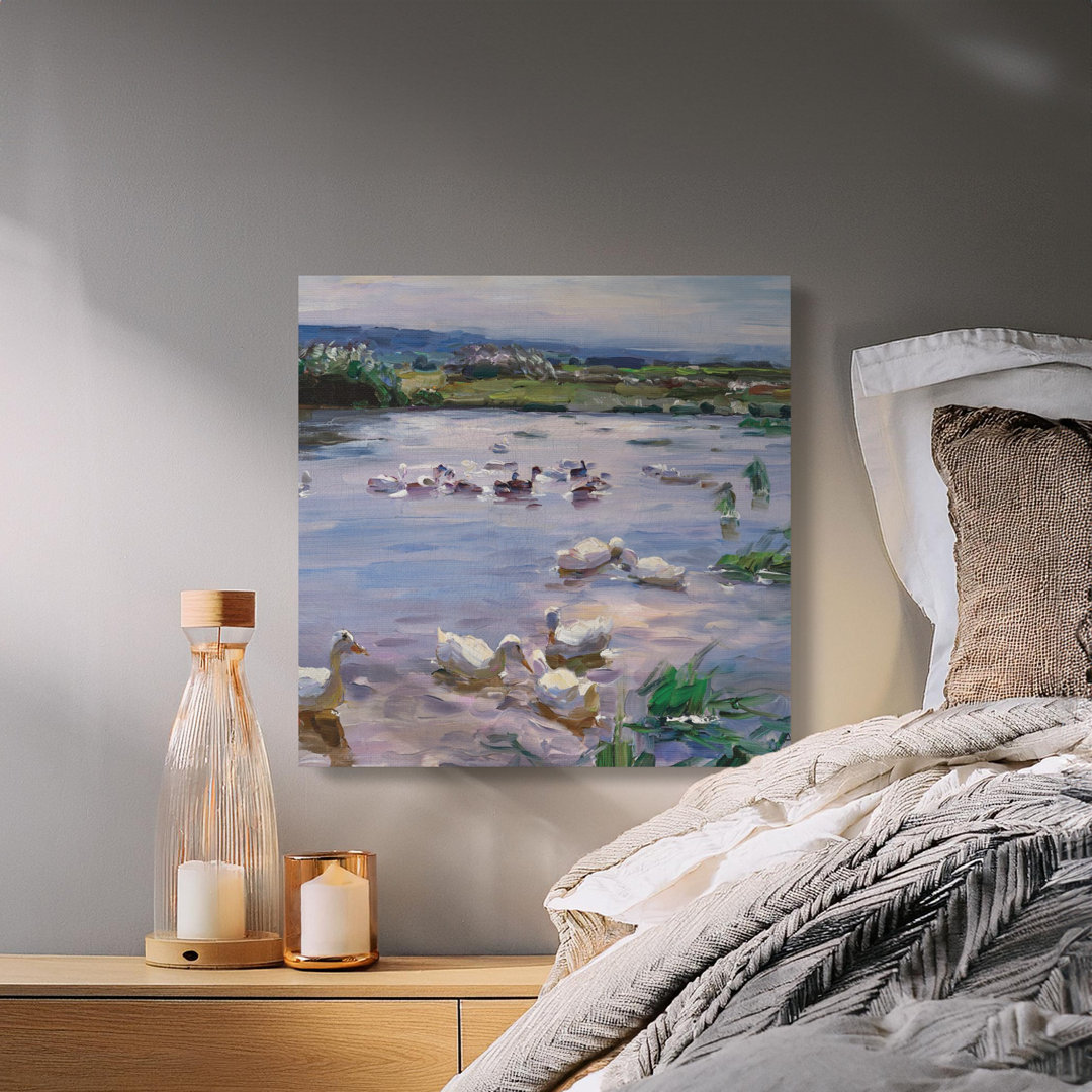 Duck Lollar Print, Lake Scene, Gallery Wrapped, Ready to Hang, Archival Quality, Bird Art, Nature Decor, Pond Scene, Farmhouse