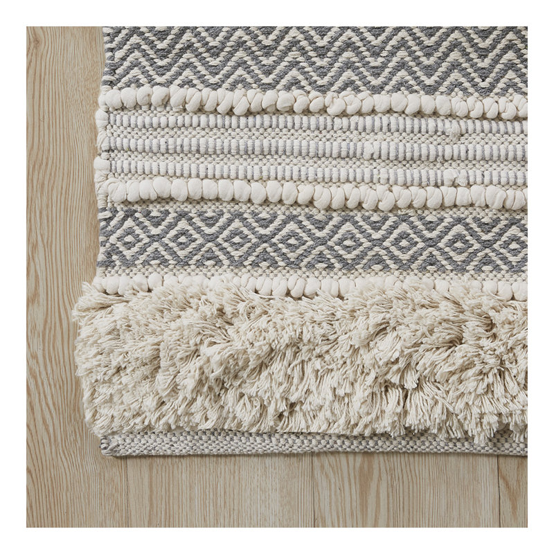 Woven Texture Stripe Bath Rug Grey 20x32"(1 Rug)