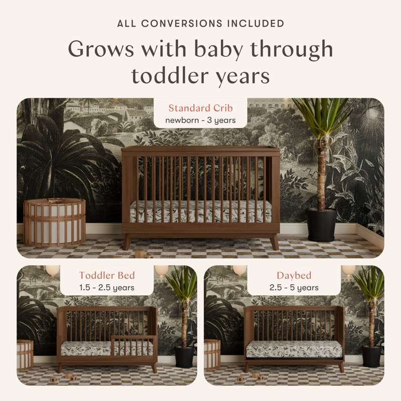 Scoot 3-in-1 Convertible Crib, Natural Walnut