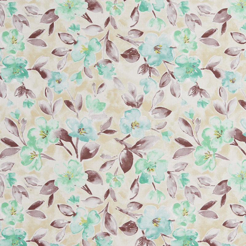 Tissu à imprimé floral, Vert / Brun
