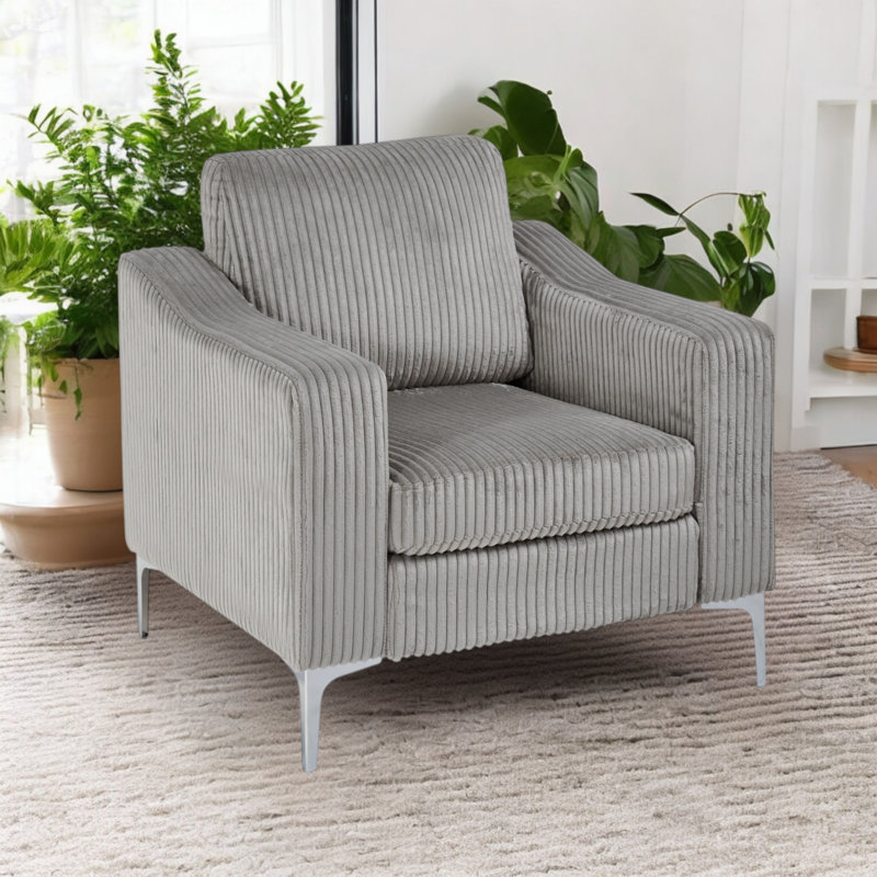 Fauteuil d'appoint rembourré l 35,22 po, Polyester gris