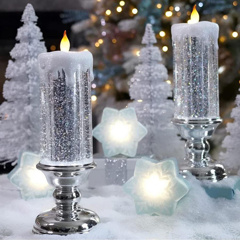 Lampe bougie à DEL en cire remplie d'eau