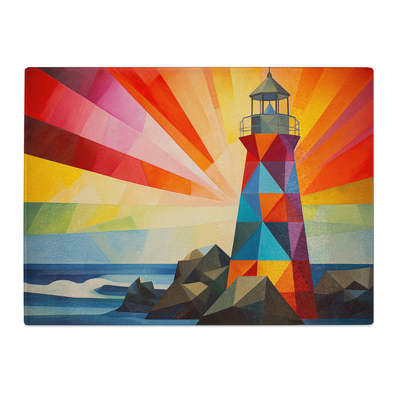 Lighthouse Geometric  Glass Chopping Board