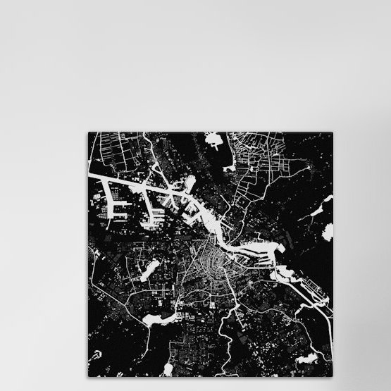 « amsterdam », impression verticale sur toile tendue, H 18 po x l 18 po x P 1,5 po, Toile avec cadre noir, Pas de tapis