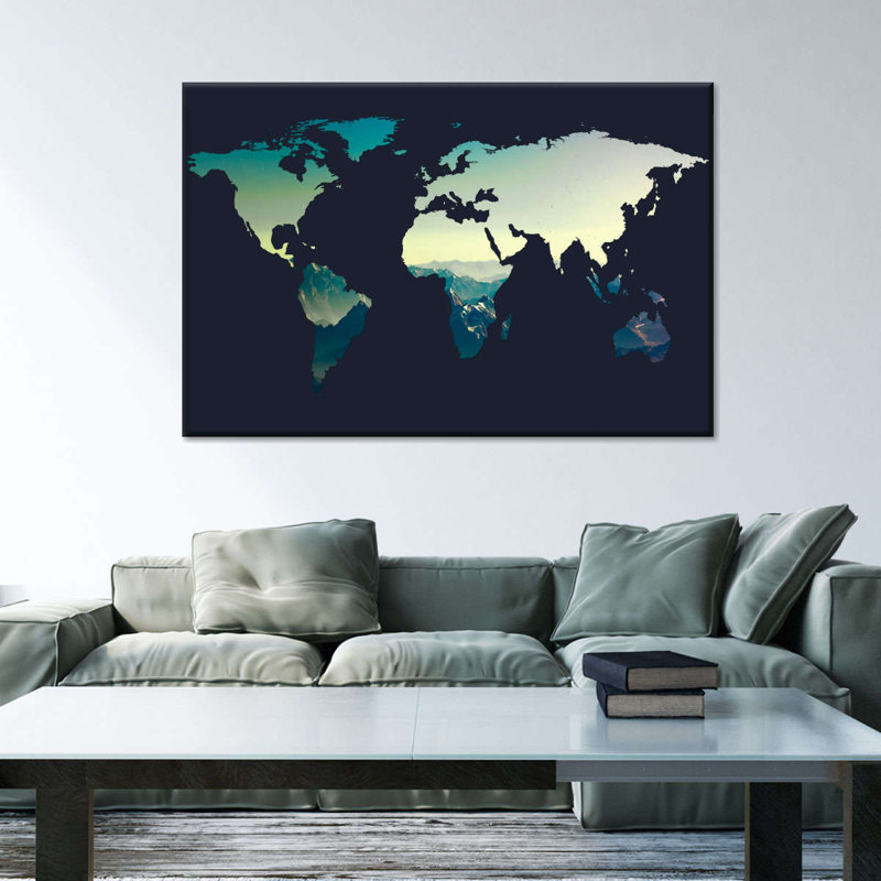 " Canyon World Map ", 8" H x 12" W x 1" D
