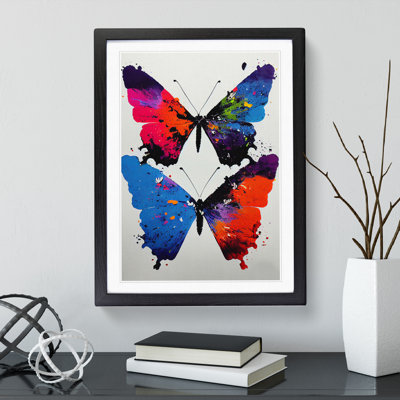 Two Butterflies Painted No.3 Abstract - Single Picture Frame Print
