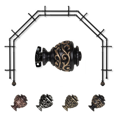 Eleanor Steel Adjustable Bay Window Double Curtain Rod