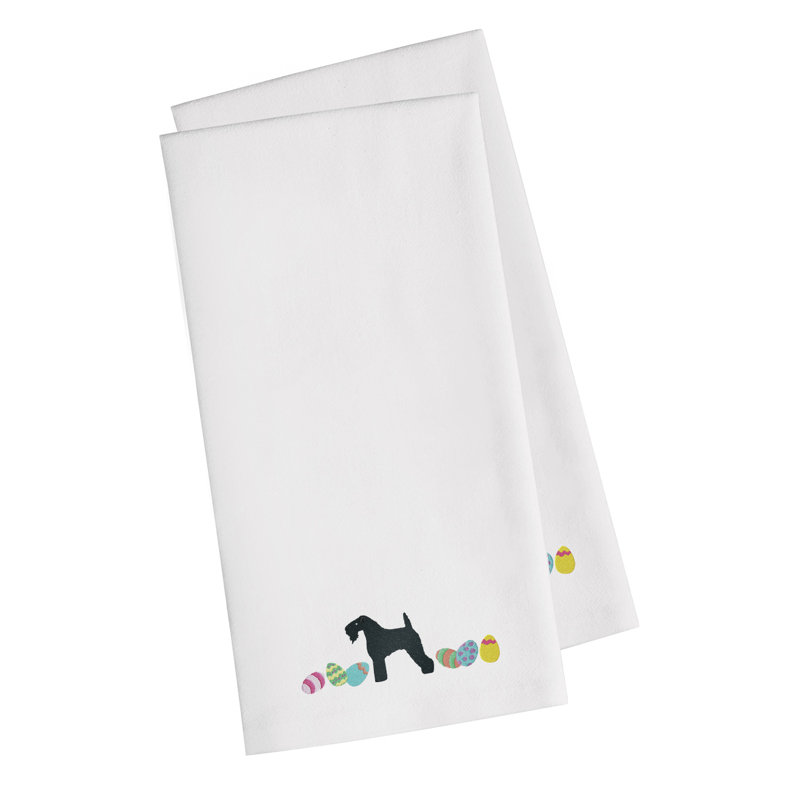 Cotton Embroidered Tea Towel Kitchen Towel, White, 28" H x 19" W x 0.1" D